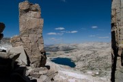 Looking out over Cathedral Lake from the notch